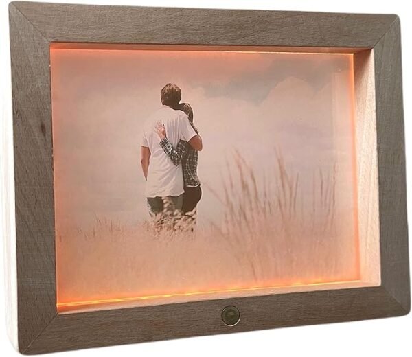 LED Picture Frame 5x7, Tabletop, Desktop, Wall Gallery, Wall Hanging Use, Rustic Wood with Clear Plexiglass Plates