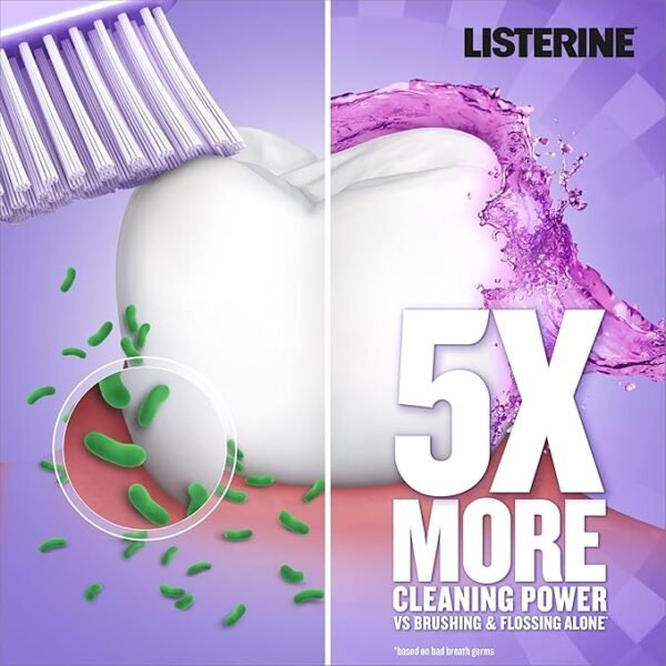 Listerine Total Care Anticavity Fluoride Mouthwash, 6 Benefits in 1 Oral Rinse Helps Kill 99% of Bad Breath Germs, Prevents Cavities, Strengthens Teeth, ADA-Accepted, Fresh Mint, 1 L - Image 5