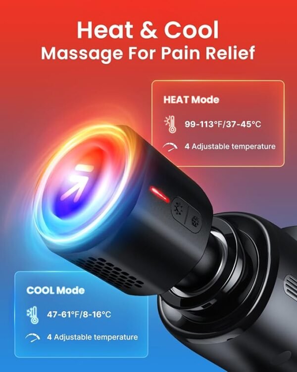 RENPHO Massage Gun Deep Tissue with Charging Stand, Heat and Cold Head, FSA HSA Eligible, Valentine Gifts, Percussion Body Muscle Masajeador for Athletes Pain Relief, Active Thermacool Deluxe - Image 4