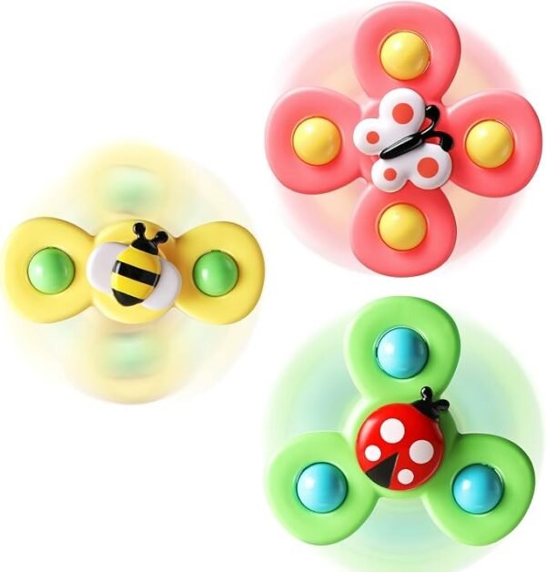 ALASOU 3PCS Suction Cup Spinner Toys for 1 Year Old Boy Girl|Spinning Top Baby Toys 12 18 Months|1 2 Year Old Boy Birthday Gift|Baby Bath Toys for Kids Ages 1-3|Sensory Toys for Toddlers 1-3 - Image 7