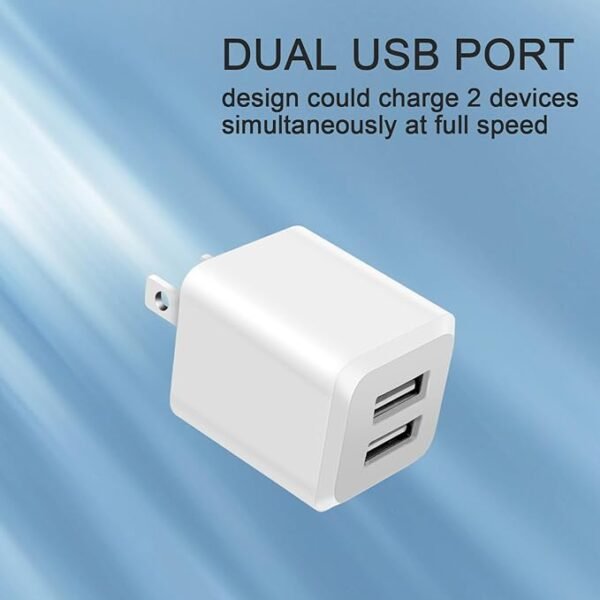 3- Pack, USB Wall Charger, Dual Port USB Cube Power Adapter Charger Plug Block Charging Box, Dual Port Wall Fast Charging Adapter, Compatible for i Phone 15 14 13 12 11 - Image 3