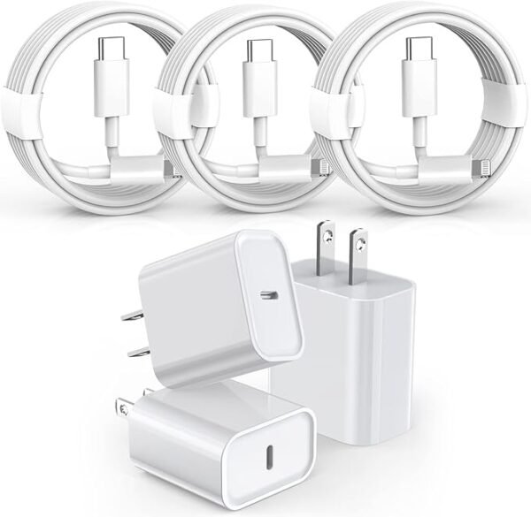 3 Pack Fast Charger iPhone, [Apple MFi Certified] 6FT iPhone Charger Fast Charging USB C Wall Charger Adapter 6 Foot Type C to Lightning Cable with iPhone 14 Pro Max/13 Pro/12/12 Pro/11 Pro Max/XS Max