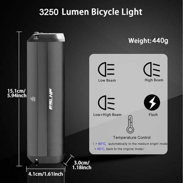 Super Bright LED Bike Light, USB Rechargeable Bicycle Headlight, Waterproof Bike Headlight, Waterproof Bike Headlight,Daytime Running Light,MTB Off-Road Cycling Commuting - Image 7