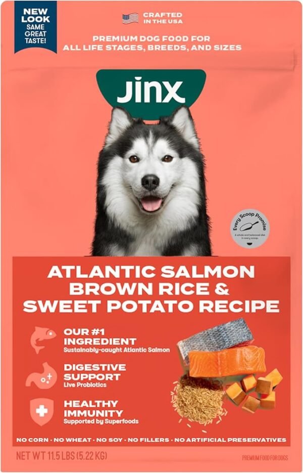 Jinx Premium Dry Dog Food, Real Salmon, Brown Rice & Sweet Potato Kibble with Superfoods & Probiotics, No Fillers, for All Lifestages, 11.5lb - Image 7