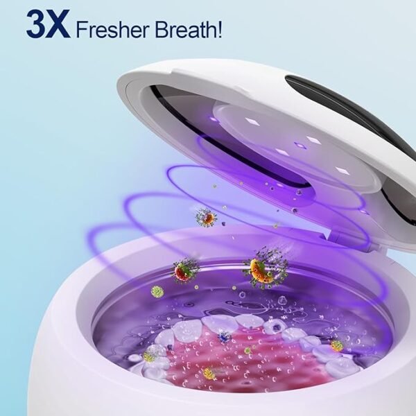 Upgraded Ultrasonic Retainer Cleaner, 45kHz Retainer Cleaner Machine for Denture Cleaner, Retainer Cleaner, Mouth Guard Cleaner, Night Guard Cleaner, Denture Cleaner with 200ML Dental Cleaning Pod - Image 3