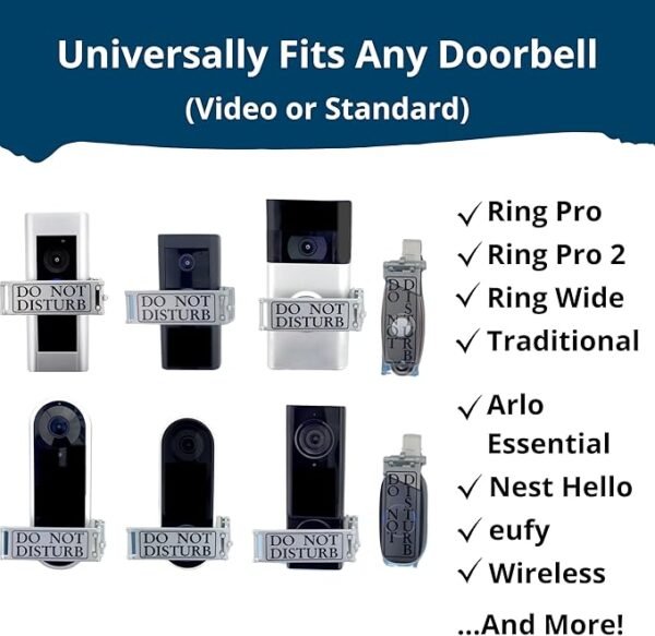 Universal Fitting Doorbell Cover that Rotates from DO NOT DISTURB to NO SOLICITING - Horizontal & Vertical Mode, Easy to Install, No Tools/Mods Needed - Sign Blocks Any Video or Standard Button Ring - Image 4