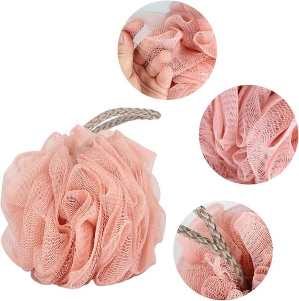 Fu Store Loofah Sponge Shower Loofahs 50g Bath Sponges Mesh Balls 4 Colors for Body Scrubber Exfoliator Wash Back Scrubber Bathroom Men Women - 4 Pack Scrubbers Cleaning Bathing Accessories