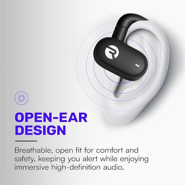 Raycon Open Earbuds – True Wireless Open Ear Bluetooth Headphones, Hook Design, IPX5 Water Resistant, 40 Hours of Battery Life (Black) - Image 3