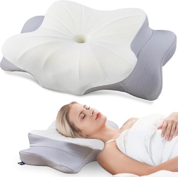 DONAMA Cervical Pillow for Neck and Shoulder,Contour Memory Foam Pillow,Ergonomic Neck Support Pillow for Side Back Stomach Sleepers with Pillowcase