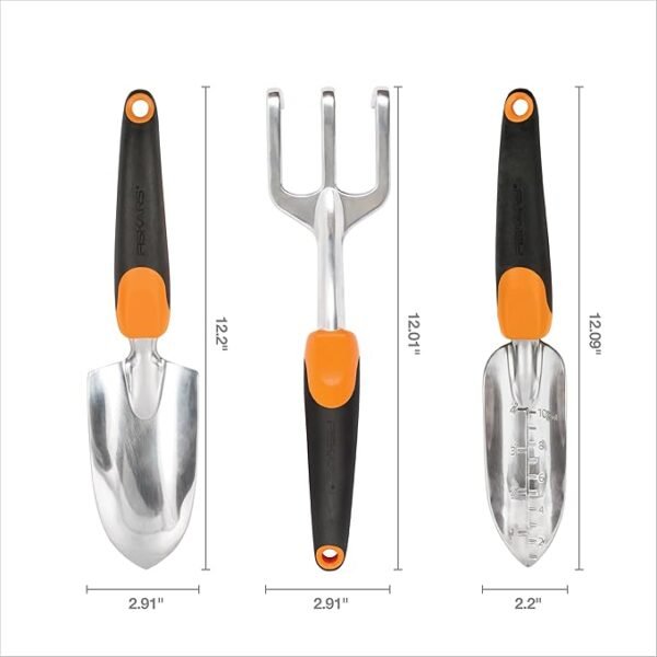 Fiskars 3-in-1 Garden Tool Set - Trowel, Transplanter, Cultivator for Gardening - Lawn and Garden Tools - Black/Orange - Image 3