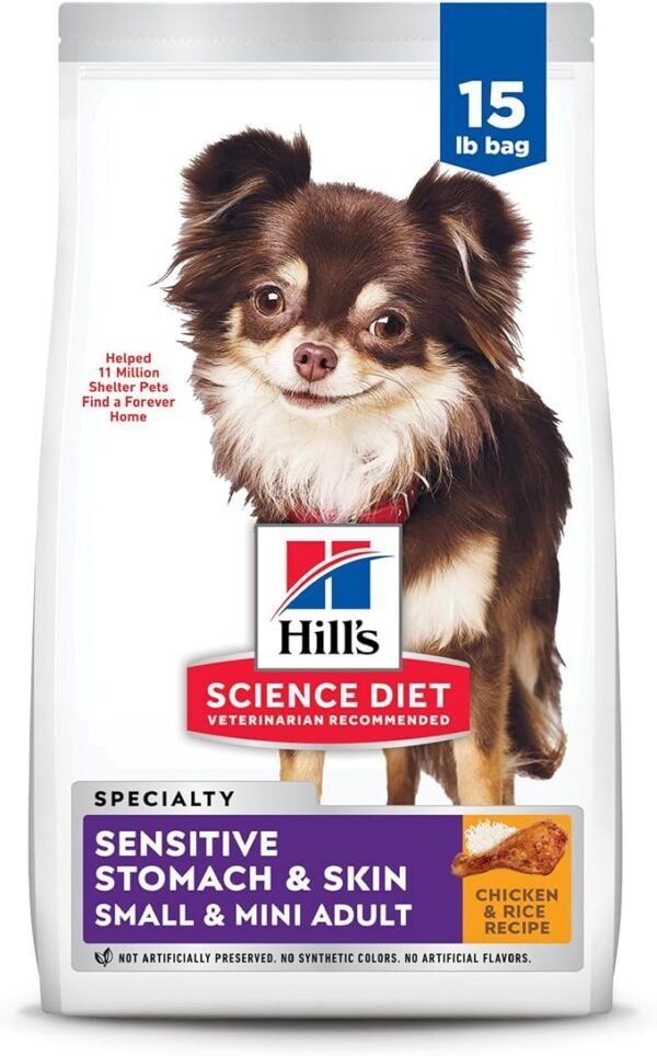 Hill's Science Diet Sensitive Stomach & Skin, Adult 1-6, Small & Mini Breeds Stomach & Skin Sensitivity Support, Dry Dog Food, Chicken Recipe, 15 lb Bag