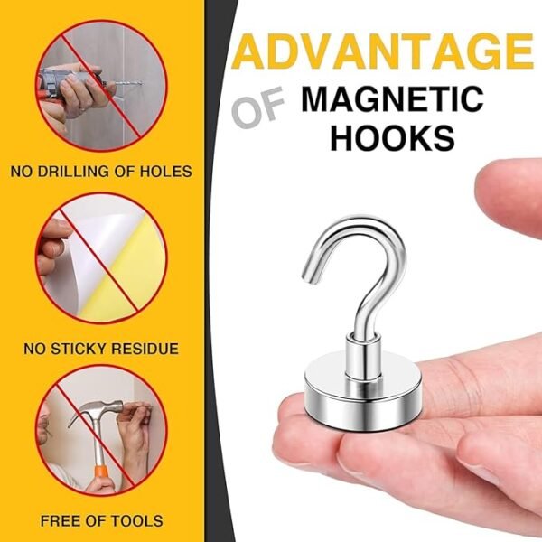 DIYMAG Magnetic Hooks, 30lbs+ Heavy Duty Magnetic Hooks Cruise for Hanging, Super Strong Magnet Hooks for Cruise Cabin, Refrigerator, Classroom, Magnetic Metal Hooks for Grill (Sliver, Pack of 20 - Image 5