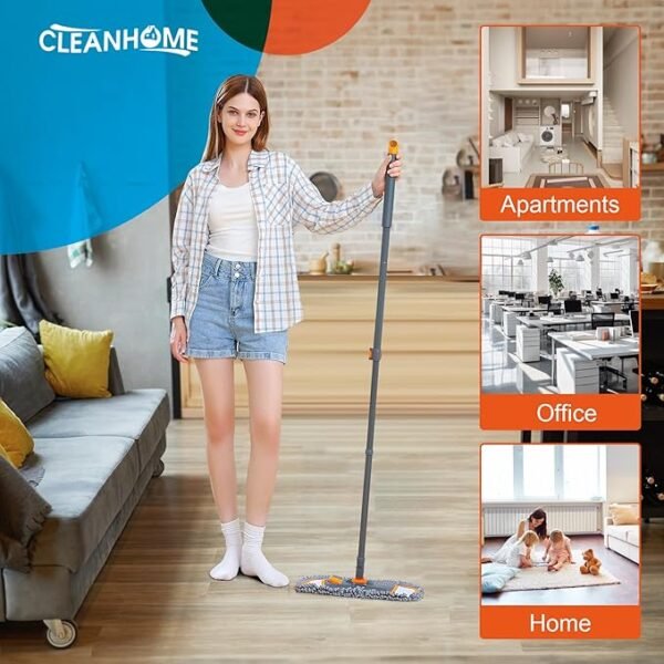 Mops for Floor Cleaning with 3 Different Washable Mop Pads and Extendable 55” Long Handle, Multifunction Dust Mop for Hardwood,Marble,Tile Floor Mopping,Orange - Image 5