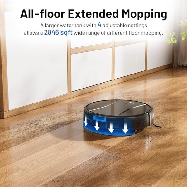 Robot Vacuum and Mop Combo,4200Pa Powerful Robotic Vacuum Cleaner with Self-Charging, Home Automatic Robot Aspiradora for Hard Floor, Low Carpet, Pet Hair, App&Voice&Remote Smart Control - Image 2