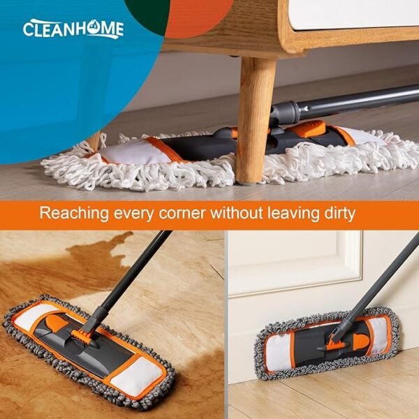 Mops for Floor Cleaning with 3 Different Washable Mop Pads and Extendable 55” Long Handle, Multifunction Dust Mop for Hardwood,Marble,Tile Floor Mopping,Orange - Image 6