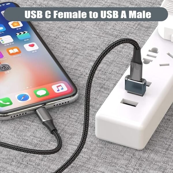 Basesailor USB to USB C Adapter,iPhone 16 16e 15 Pro Max Charger Adapter 3Pack,USBC Female to USB A Male,Type C OTG Converter for Apple Watch iWatch 10 9 SE,AirPod,iPad Mini Air,Samsung Galaxy S25 S24 - Image 2