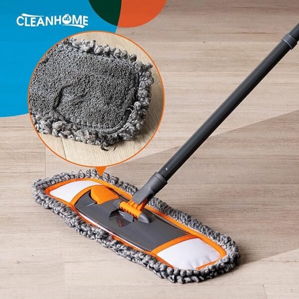 Mops for Floor Cleaning with 3 Different Washable Mop Pads and Extendable 55” Long Handle, Multifunction Dust Mop for Hardwood,Marble,Tile Floor Mopping,Orange - Image 2