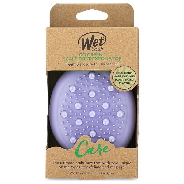 Wet Brush Go Green Scalp First Exfoliator, Lavender Oil - Rope Hook To Hang In Shower - Spa-like Experience At Home - Exfoliate and Massage Scalp - Works On All Hair Types